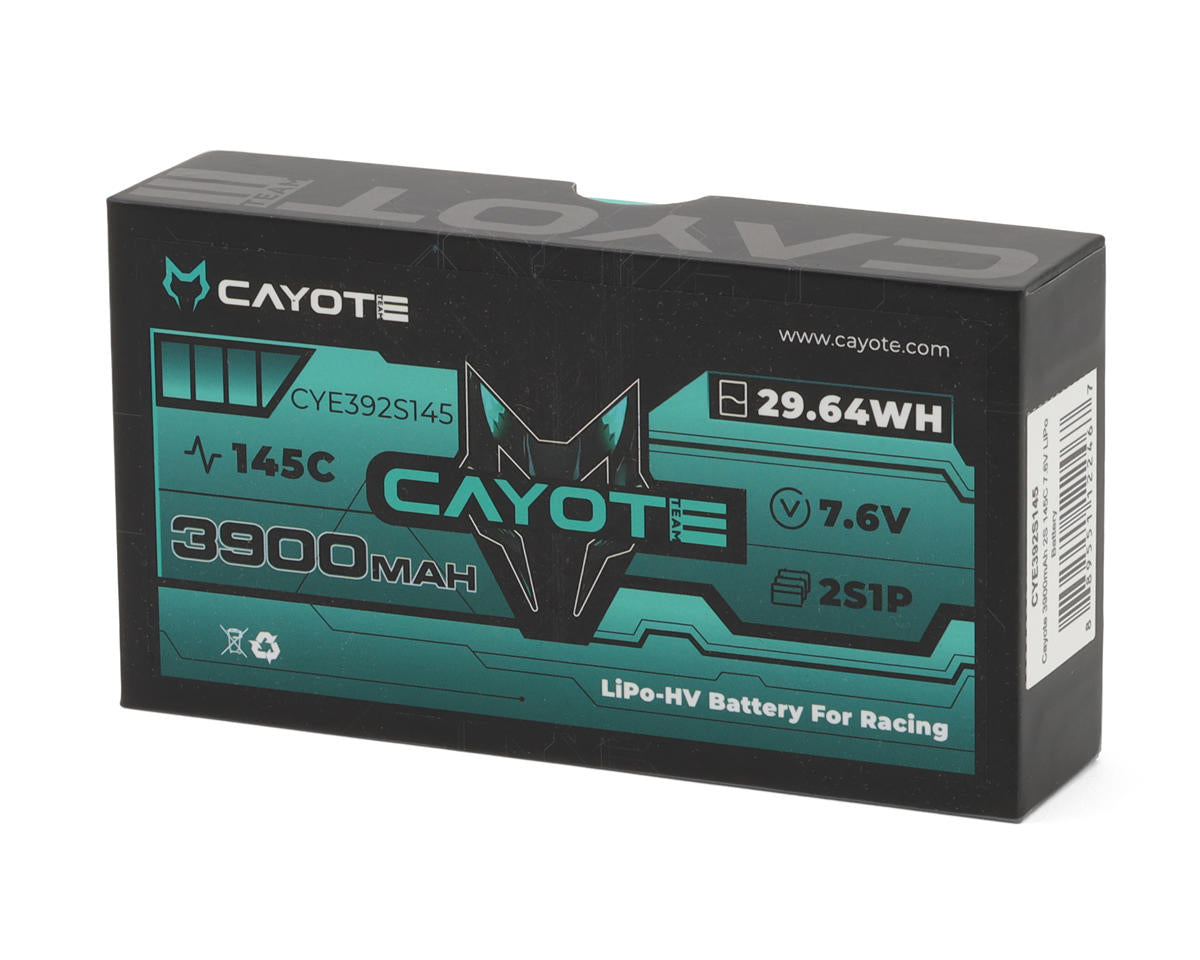 Cayote 2S 145C LCG Shorty LiHV Battery (7.6V/3900mAh) w/5mm Bullets - CYE392S145