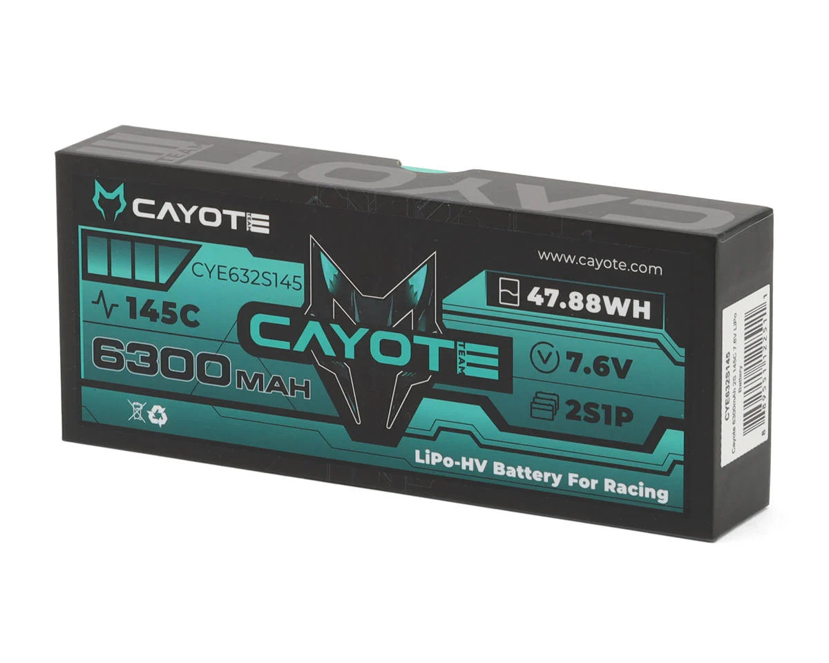 Cayote 2S 145C LCG Stick LiHV Battery (7.6V/6300mAh) w/5mm Bullets - CYE632S145