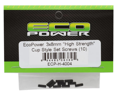 3mm "High Strength" Steel Cup Style Set Screws (10) (3x8mm) - ECP-H-4004