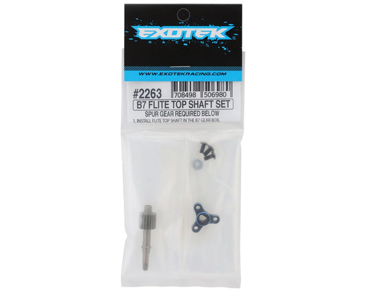 2263 Exotek RC10B7/B7D Ultra Light Aluminum Flite Top Shaft & Spur Mount (Exotek Flite/Kimbrough Spur Gear)