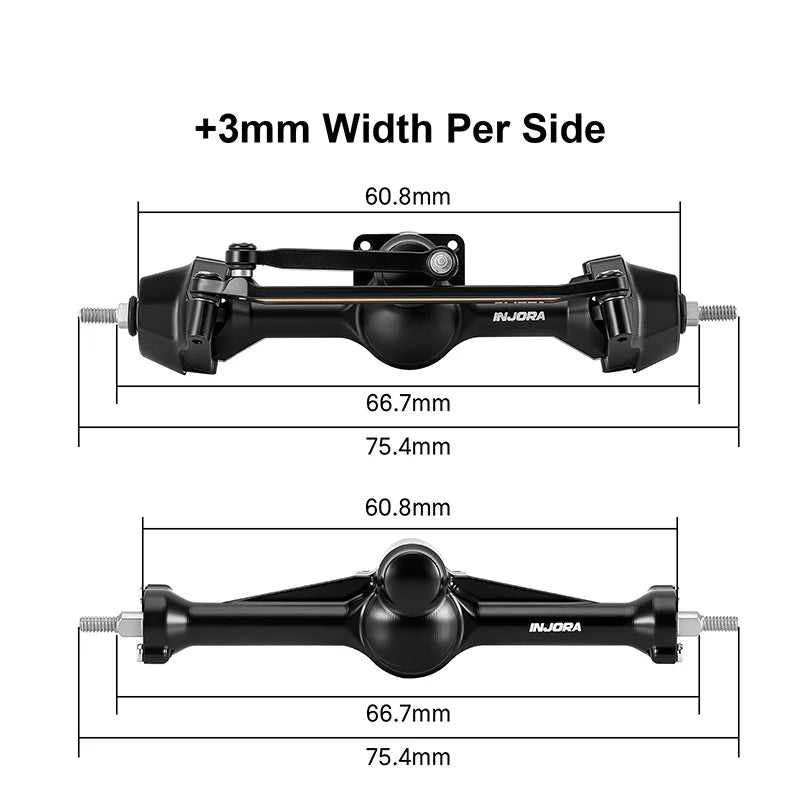 INJORA +3mm Planet Axles with Brass Steering Knuckles for 1/30 SCX30 - SCX30-25BKFR