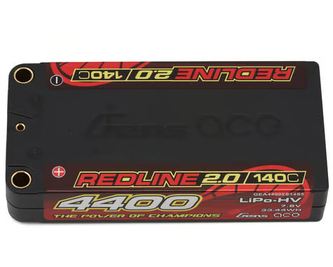Gens Ace Redline 2.0 2S Shory LiHV Battery 140C (7.6V/4400mAh) w/5mm Bullets - GEA44002S14S5