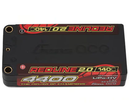 Gens Ace Redline 2.0 2S Shory LiHV Battery 140C (7.6V/4400mAh) w/5mm Bullets - GEA44002S14S5