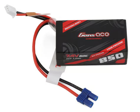 Gens Ace 2S Lipo Battery 60C (7.4V/850mAh) w/ESC Connector (Losi Mini-B) - GEA8502S60E2