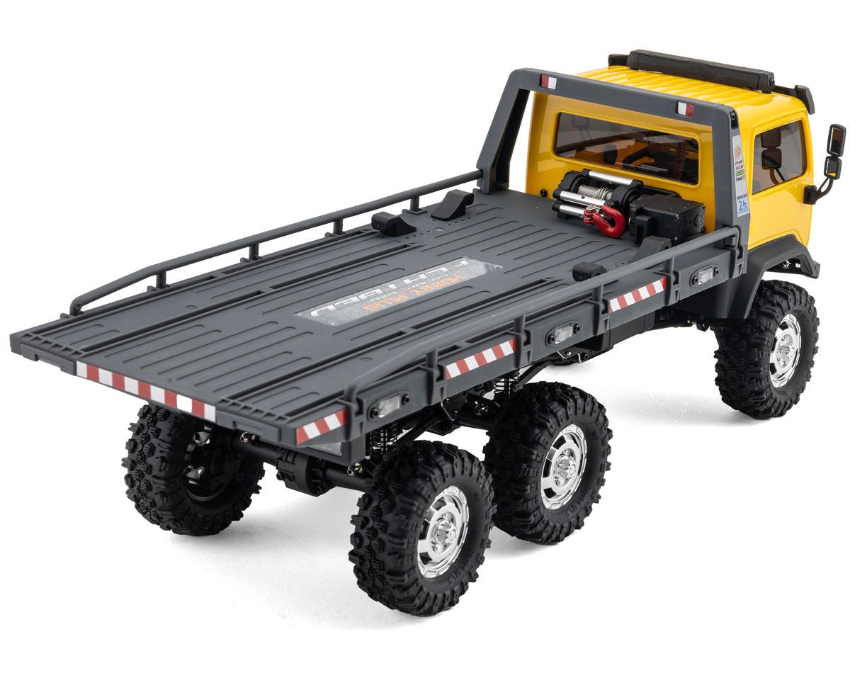 HobbyPlus CR18P Arktos 6X6 RTR 1/18 Brushed Micro Rock Crawler Flatbed Hauler (Yellow) w/2.4GHz Radio, Battery & Charger