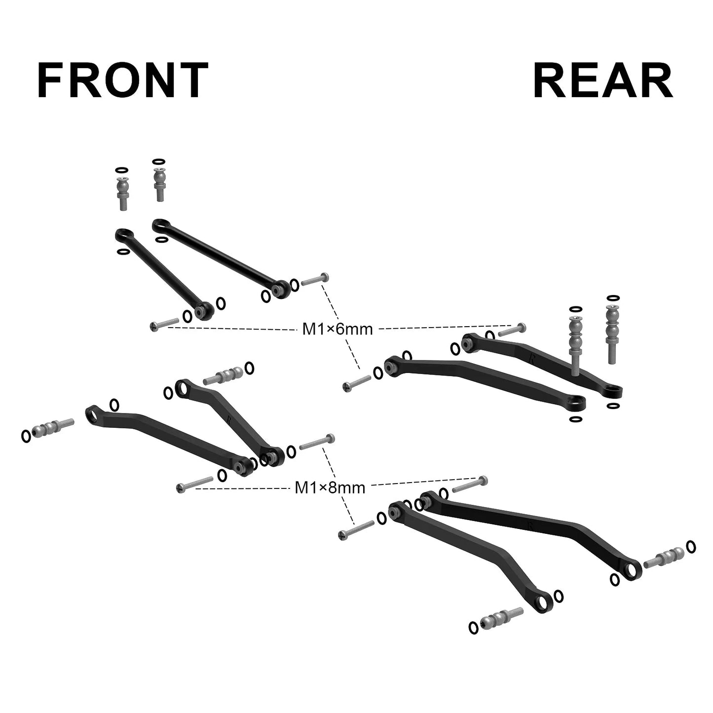 INJORA Aluminum High Clearance Links for SCX30 - SCX30-02BK