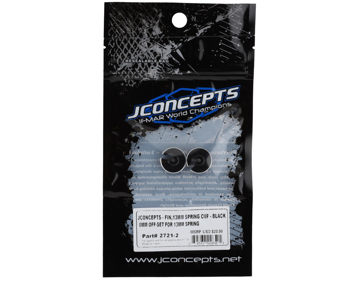 JCONCEPTS - Fin, 13mm Spring Cup (Black) 0mm Offset for 13mm Spring - 2721-2