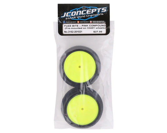 3152-201021 Fuzz Bite LP 2.2 Mounted 2WD Rear Buggy Tire (Yellow) (2) (Pink) (Carpet) w/12mm Hex 3152-201021