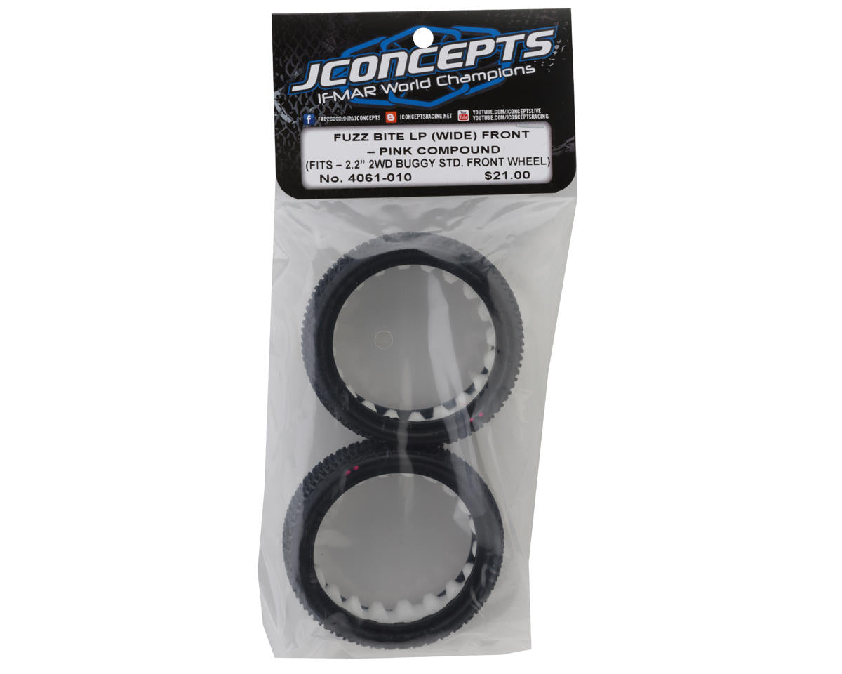 JConcepts Fuzz Bite Wide 2.2" 2WD Front Buggy Carpet Tires (2) (Pink) - 4061-010