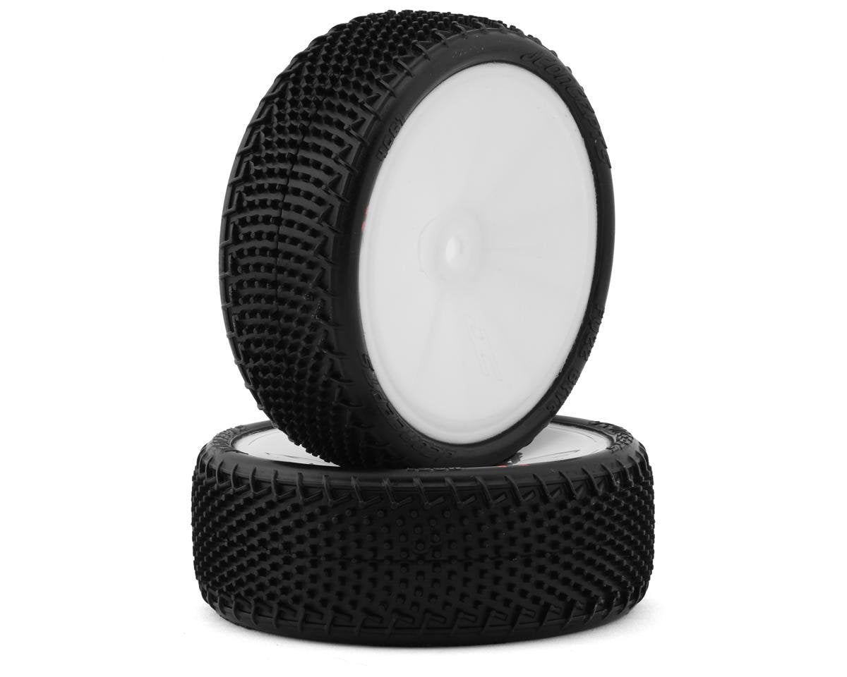 JConcepts Fuzz Bite LP Wide 2.2" Pre-Mounted 2WD Front Buggy Carpet Tires (Pink) (White) (2) w/12mm Hex - 4061-101011