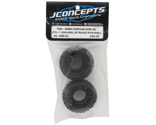 JConcepts Tusk 1.0" All Terrain Crawler Tires (2) (2.25”) (Green) for Traxxas TRX-4M- 4066-02