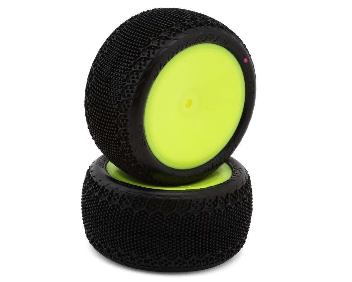 JConcepts 3DP 2.2" Pre-Mounted Rear Buggy Carpet Tires (Yellow) (2) (Pink) w/12mm Hex - 4169-201021