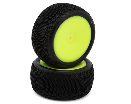 JConcepts 3DP 2.2" Pre-Mounted Rear Buggy Carpet Tires (Yellow) (2) (Pink) w/12mm Hex - 4169-201021
