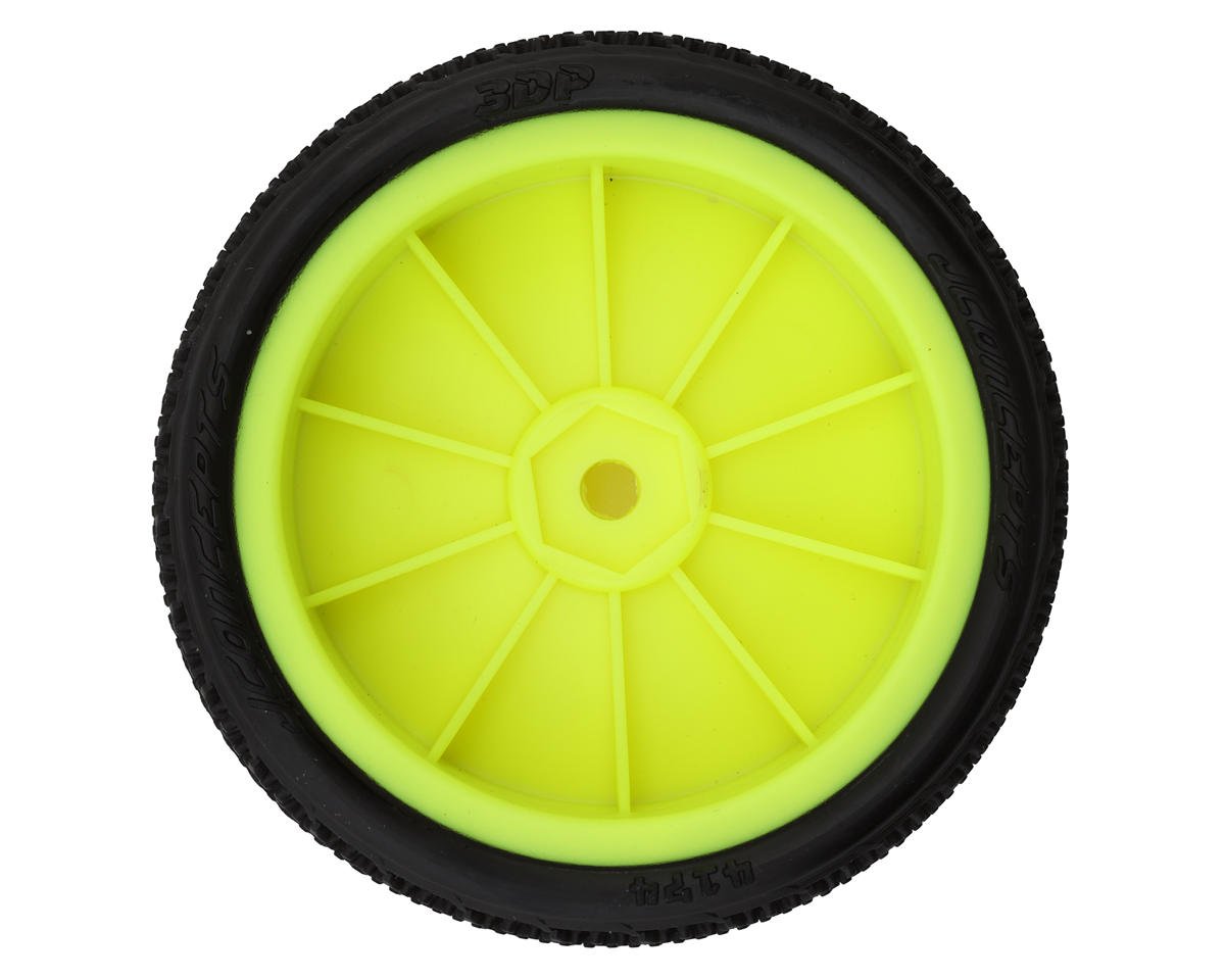 JConcepts 3DP 2.2" Pre-Mounted 2WD Front Buggy Carpet Tires (Yellow) (2) (Pink) w/12mm Hex - 4174-201011