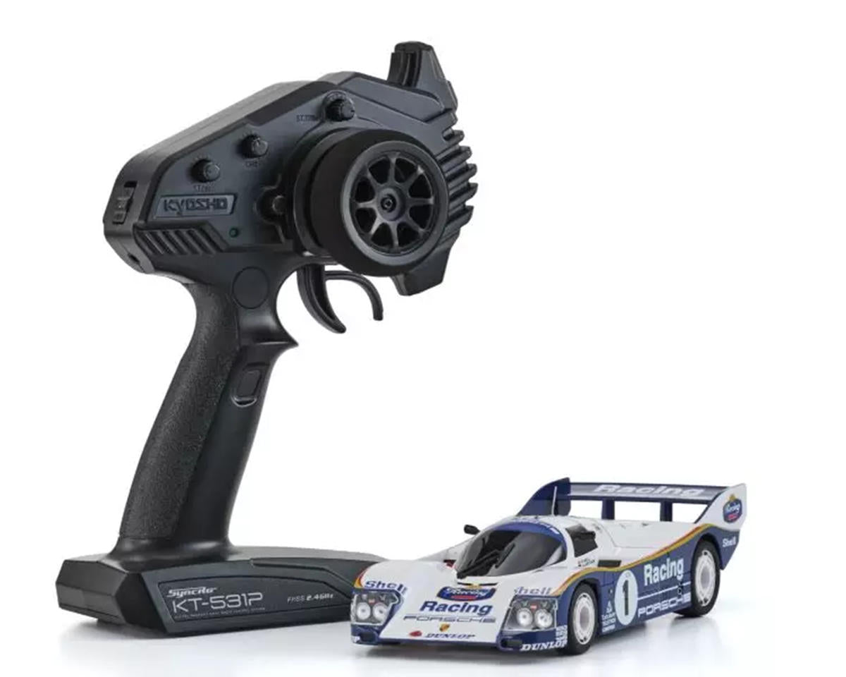 Kyosho MR-04 RWD Mini-Z Readyset w/Porsche 962C Coupe Body (White/Blue) w/KT-531P 2.4GHz Radio - 32379RA - ** Preorder for October 2026 **