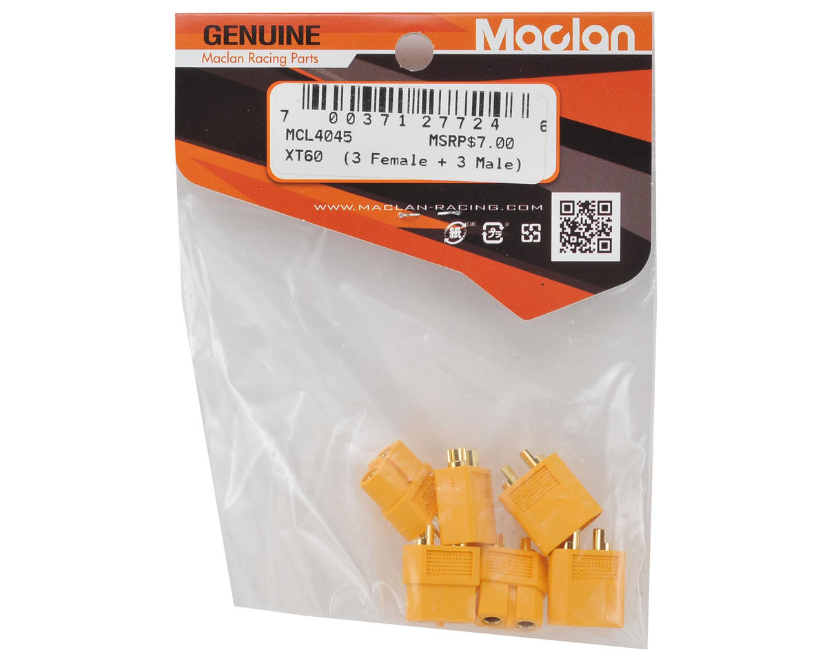 Maclan XT60 Connectors (3 male + 3 female) MCL4045