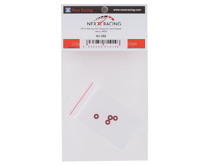 NX-069 Nexx Racing CNC Aluminium 2mm Washer (4pcs) (RED)