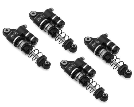 NX-404-B NEXX Racing SCX24 36mm Aluminum Oil-Filled Threaded Reservoir Shocks (Black) (4)