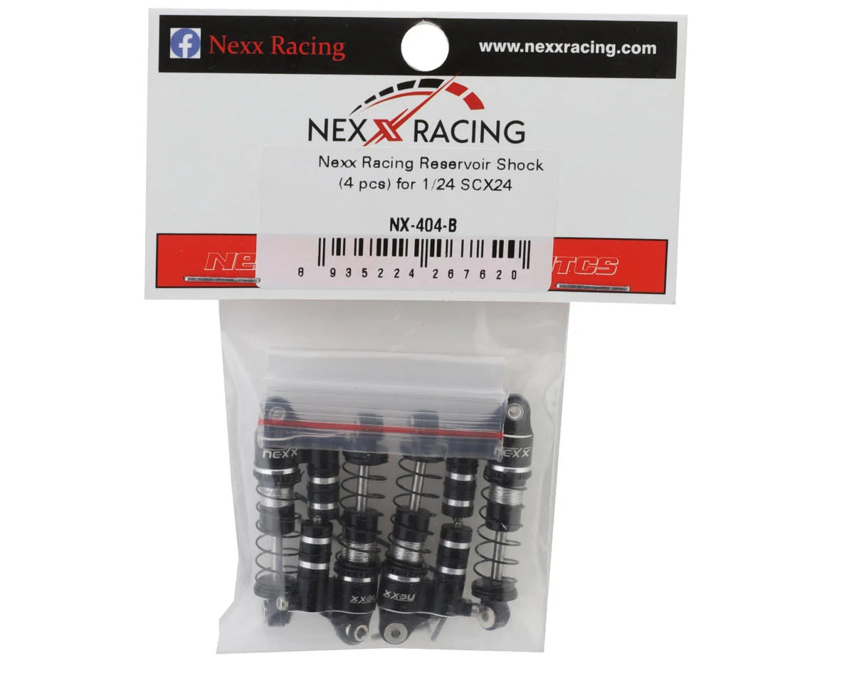 NX-404-B NEXX Racing SCX24 36mm Aluminum Oil-Filled Threaded Reservoir Shocks (Black) (4)