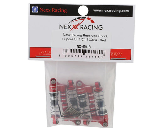 NX-404-R Nexx Racing SCX24 36mm Aluminum Oil-Filled Threaded Reservoir Shocks Red