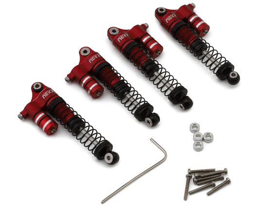 NX-425-R NEXX Racing SCX24 45mm Aluminum Oil-Filled Threaded Reservoir Shocks (Red) (4)