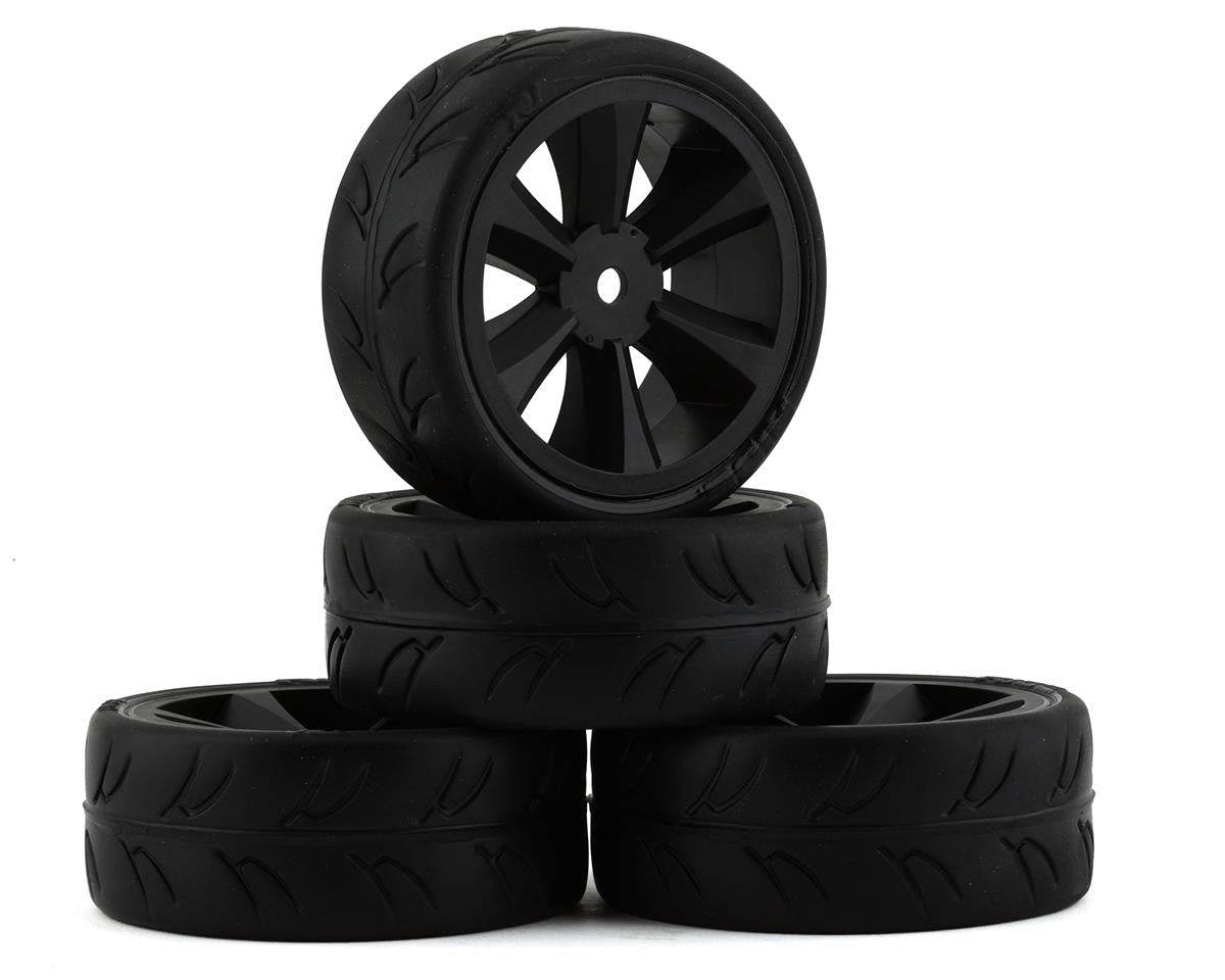 GRC124GTB Gravity RC USGT Pre-Mounted GT Rubber Tires w/GT Wheel (Black) (4) w/12mm Hex
