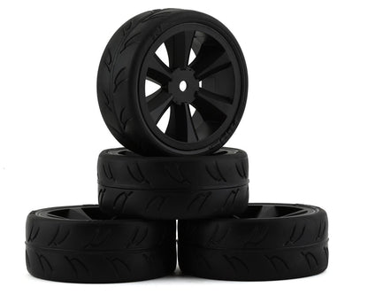 GRC124GTB Gravity RC USGT Pre-Mounted GT Rubber Tires w/GT Wheel (Black) (4) w/12mm Hex