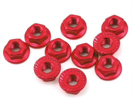 Yeah Racing 4mm Aluminum Serrated Lock Nut (10) (Red) LN-M4S-RD