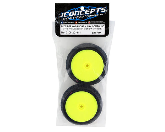 3108-201011 Fuzz Bite Pre-Mounted 4WD Front Buggy Tire (Yellow) (2) (Pink) w/12mm Hex