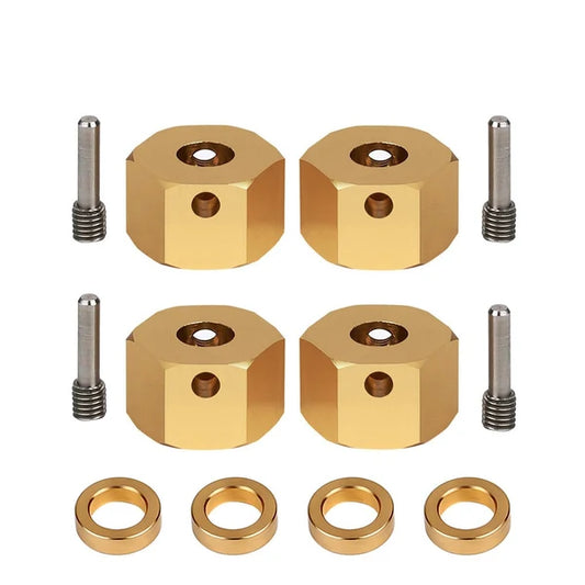 INJORA 4PCS 12mm Heavy Brass Wheel Hex Hub Extenders for Axial SCX10 III Capra 1.9 UTB - CRAW18414_10