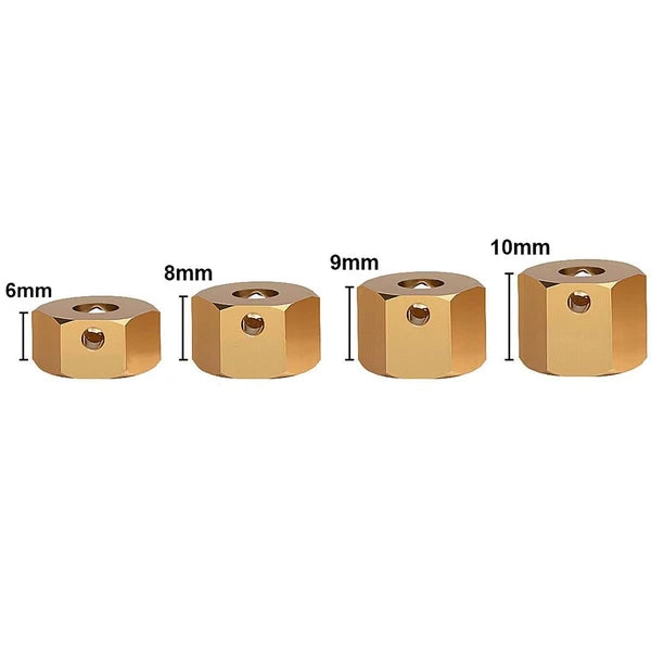 INJORA 4PCS 12mm Heavy Brass Wheel Hex Hub Extenders for Axial SCX10 III Capra 1.9 UTB - CRAW18414_10