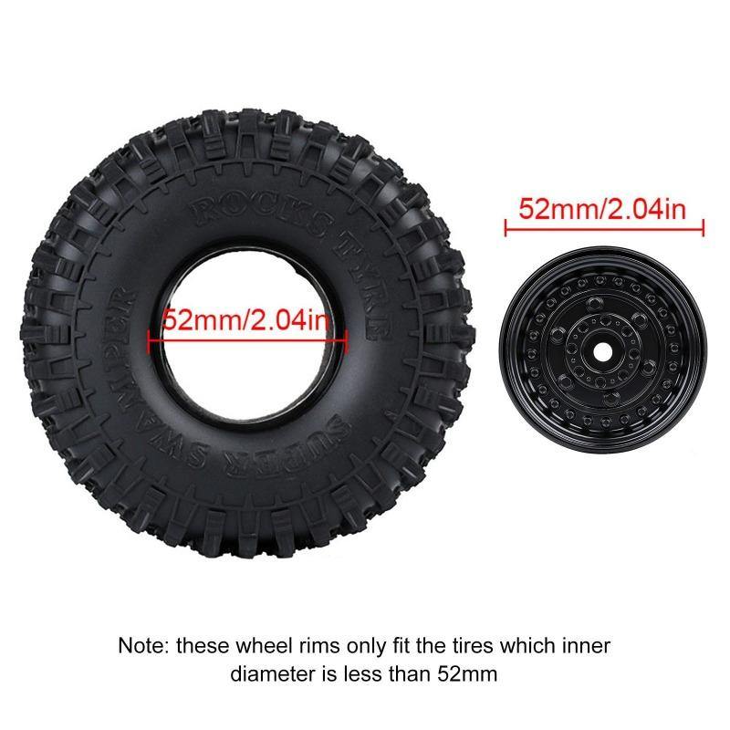 INJORA 4PCS 1.9" Beadlock Wheel Rims for 1/10 Scale RC Crawler, 116g/pcs - YQW-34BK