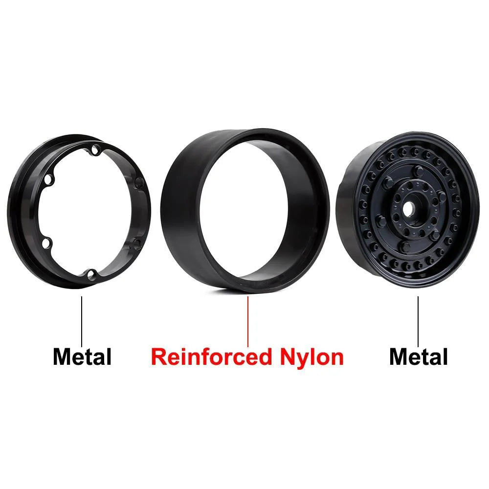 INJORA 4PCS 1.9" Beadlock Wheel Rims for 1/10 Scale RC Crawler, 116g/pcs - YQW-34BK