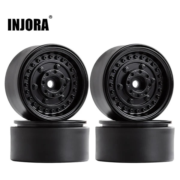 INJORA 4PCS 1.9" Beadlock Wheel Rims for 1/10 Scale RC Crawler, 116g/pcs - YQW-34BK