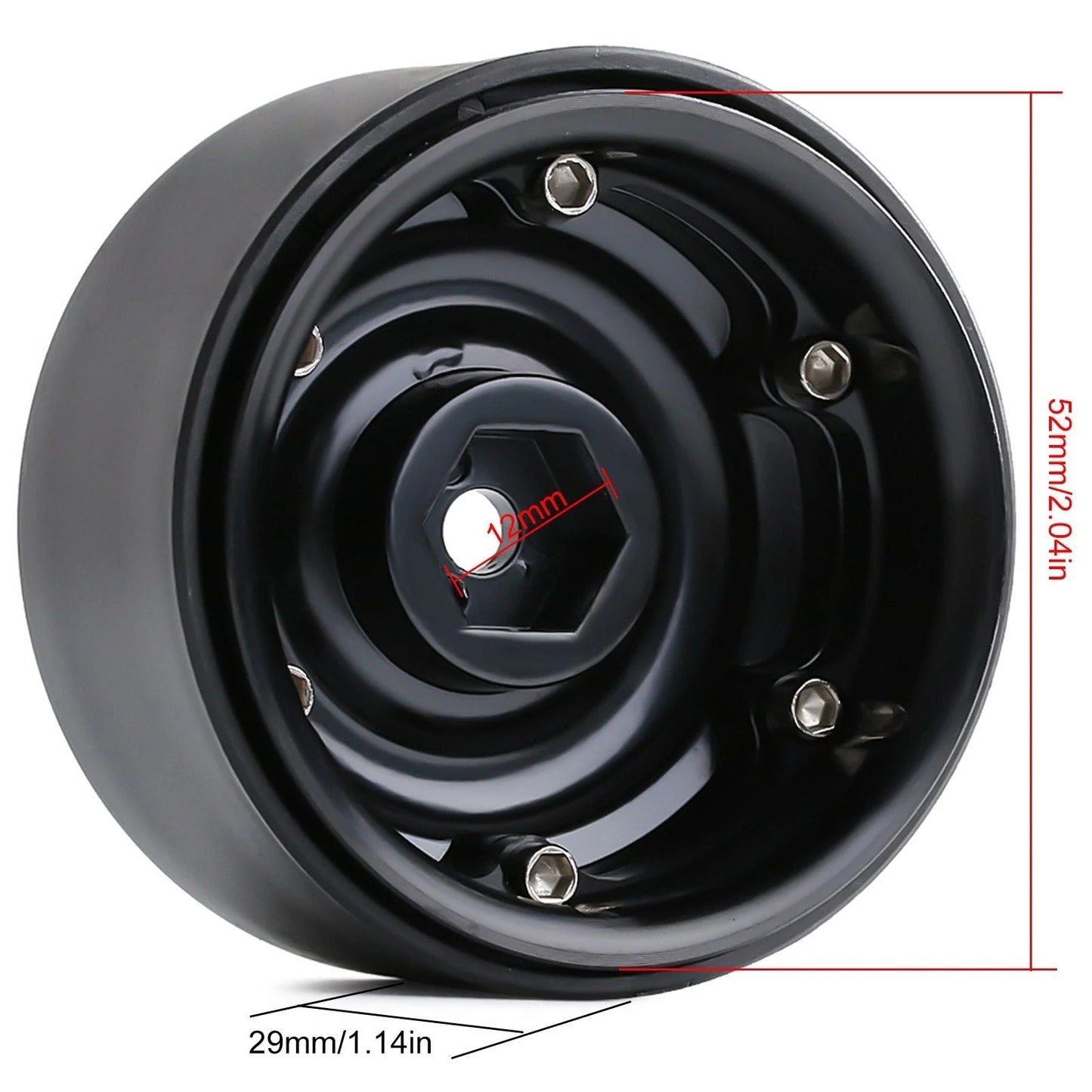 INJORA 4PCS 1.9" Beadlock Wheel Rims for 1/10 Scale RC Crawler, 116g/pcs - YQW-34BK