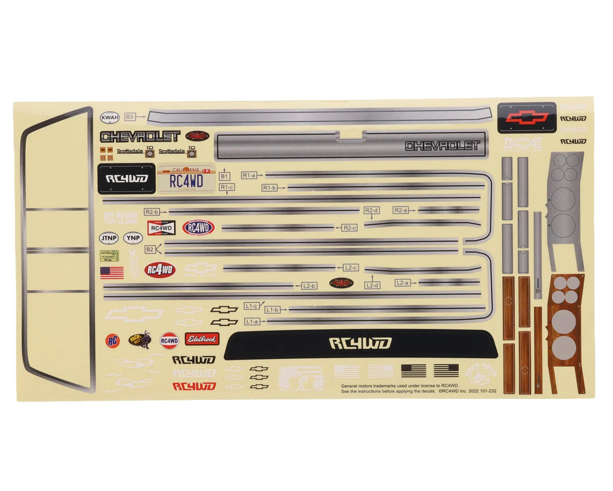 RC4WD Chevrolet® K10 Scottsdale 1/10 Pre-Painted Hard Body Set (Red) - RC4ZB0276