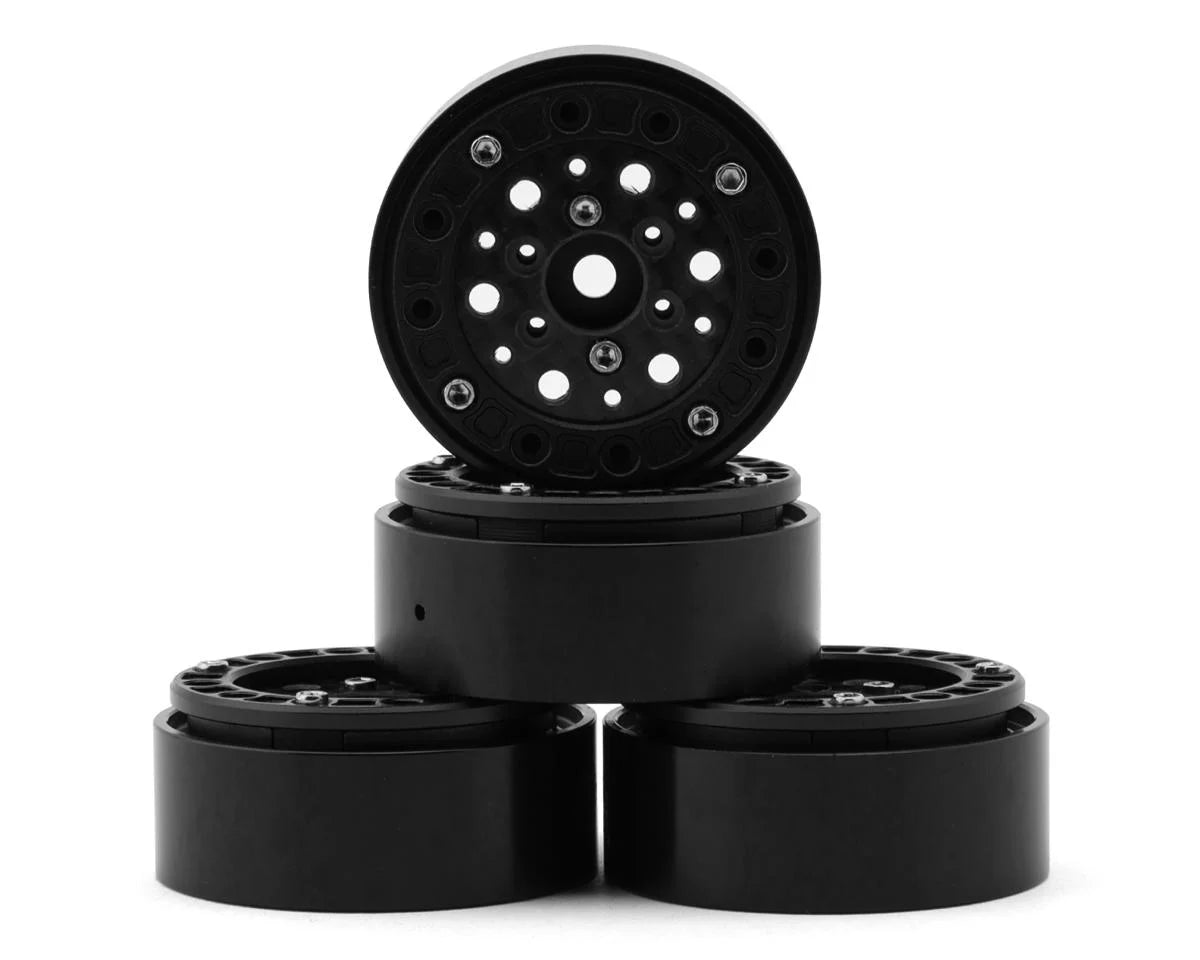 Redcat 1.3" Aluminum & Carbon Fiber Micro Crawler Beadlock Wheels (Black) (4) (23.8g ea) - RER43152