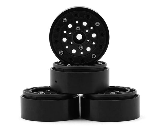 Redcat 1.3" Aluminum & Carbon Fiber Micro Crawler Beadlock Wheels (Black) (4) (23.8g ea) - RER43152