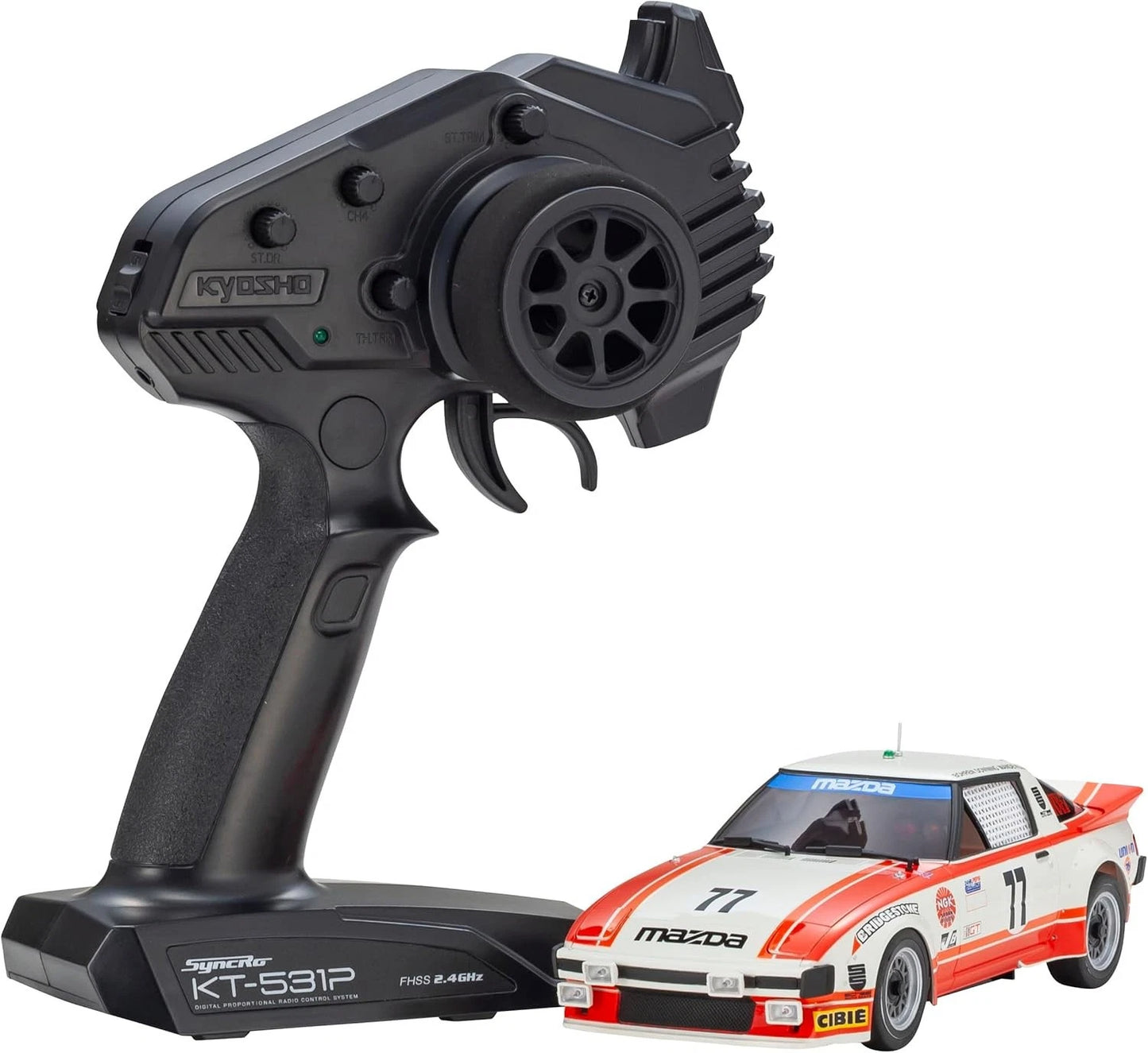 Kyosho MR-04 RWD Mini-Z Readyset w/1979 Mazda Savanna RX-7 (Red/White) w/KT-531P 2.4GHz Radio - 32365R