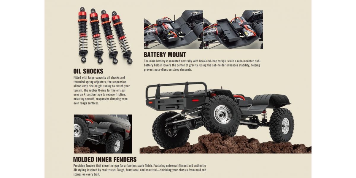 Kyosho KC10 Toyota Land Cruiser 60 1/10 4WD ReadySet Brushed Rock Crawler w/ Radio - 34801T1
