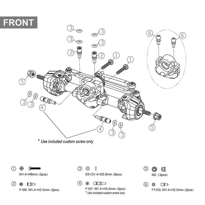 INJORA +3mm Planet Axles with Brass Steering Knuckles for 1/30 SCX30 - SCX30-25BKFR