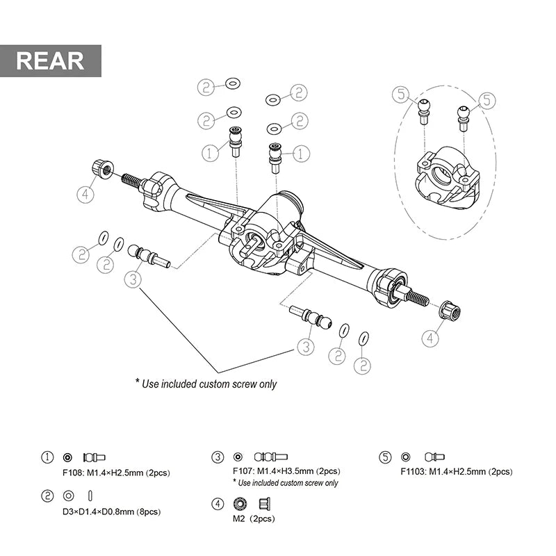 INJORA +3mm Planet Axles with Brass Steering Knuckles for 1/30 SCX30 - SCX30-25BKFR
