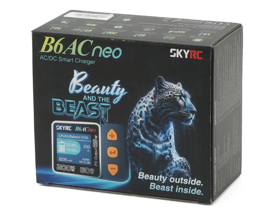 SkyRC B6ACneo Beauty & The Beast AC/DC Smart LiPo Battery Charger (6S/10A/DC-200W/AC-60W) - SKY-100200