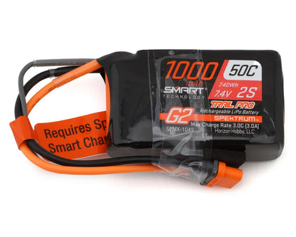 SPMX-1049 Spektrum RC 2S 50C Smart G2 Trail Pro LiPo Battery Pack (7.4V/1000mAh) w/IC2 Connector