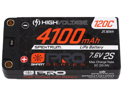 2S Hard Case LiPo 120C Shorty LiPo Battery (7.6V/4100mAh) w/5mm Bullets - SPMX412S120HT
