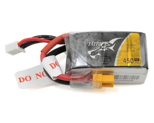Tattu Lipo 450mAh 11.1V 75C 3S1P XT30 - TAA4503S75XT3