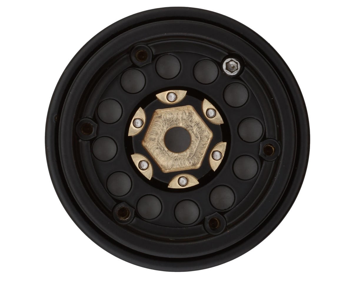 Treal Hobby Type A 1.0" 12-Hole Brass Beadlock Wheels (Black) (40g ea) (4) - TLTHTSCX24-140