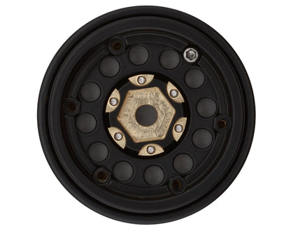 Treal Hobby Type A 1.0" 12-Hole Brass Beadlock Wheels (Black) (40g ea) (4) - TLTHTSCX24-140