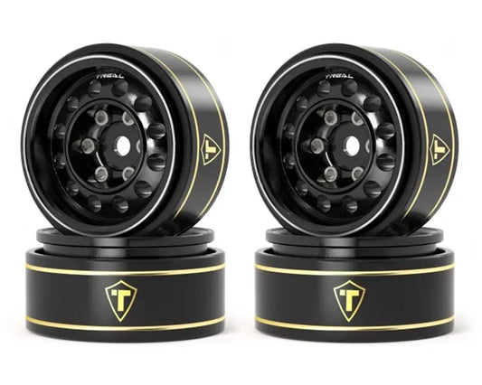 X004CPK113 Treal Hobby Type K 1.0" 12-Hole Beadlock Classic Vintage Wagon Wheels (Black) (4) (28.9g)