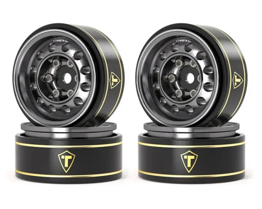 X004CPK109 Treal Hobby 1.0 Beadlock Wheels 12 Hole Vintage Wheels Gray
